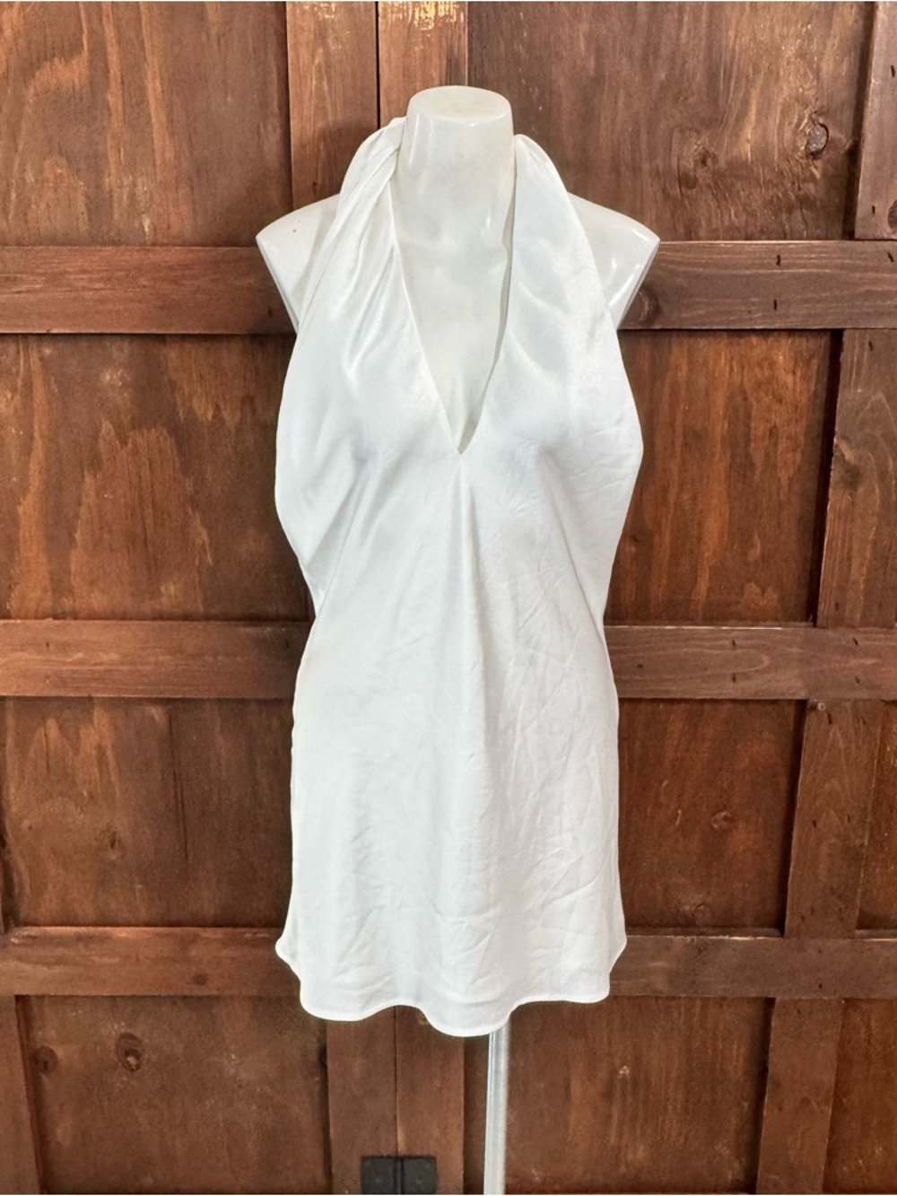 Show Me Your MuMu White Backless Halter Mini Dress